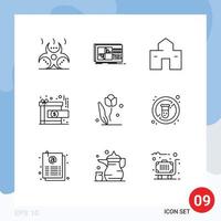 Outline Pack of 9 Universal Symbols of reward gift studio achievement hut Editable Vector Design Elements