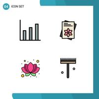 Group of 4 Filledline Flat Colors Signs and Symbols for finance plant seeds spring gardener Editable Vector Design Elements