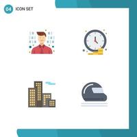 Set of 4 Modern UI Icons Symbols Signs for development building business money helmet Editable Vector Design Elements