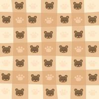 Seamless pattern in the style of bear on chess grid background. illustration vector 10 eps.