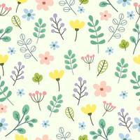 Flower and leaves motif seamless pattern. Colorful flower and leaves collection. Gentle, spring floral background. illustration vector 10 eps.
