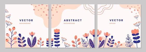 Set of abstract creative artistic templates. Trendy abstract square template with nature and flower, leaf concept.  colorful illustration background. illustration vector 10 eps.