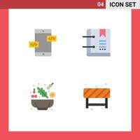 4 Universal Flat Icon Signs Symbols of app development cucumber mobile favorite salad Editable Vector Design Elements