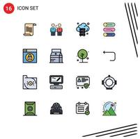 Universal Icon Symbols Group of 16 Modern Flat Color Filled Lines of on off device handshake setting storage Editable Creative Vector Design Elements