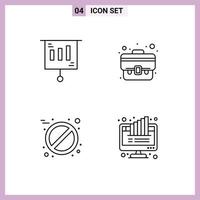 4 Universal Line Signs Symbols of business pill sale suitcase graph Editable Vector Design Elements