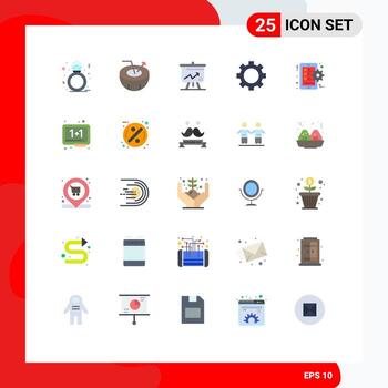 25 User Interface Flat Color Pack of modern Signs and Symbols of phone technology analytics set devices Editable Vector Design Elements