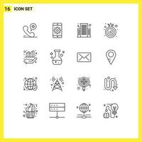 Set of 16 Commercial Outlines pack for hand management building business onion Editable Vector Design Elements