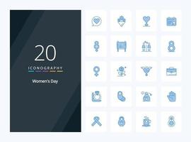 20 Womens Day Blue Color icon for presentation vector