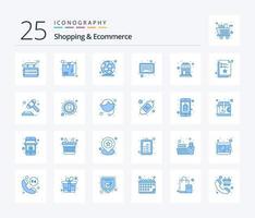 Shopping And Ecommerce 25 Blue Color icon pack including market place. scan. delivery. product. connection vector