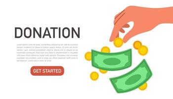 Donation and charity concept. Can use for web banner, infographics. Flat vector isolated on white background.