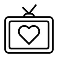 contorno de tv ilustración de san valentín vector e icono de logotipo icono de año nuevo perfecto.