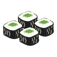 Rolls with nori and cucumber vector