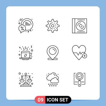 User Interface Pack of 9 Basic Outlines of drink coffee idea winter digital Editable Vector Design Elements