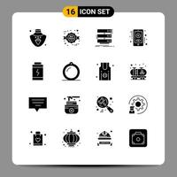 Universal Icon Symbols Group of 16 Modern Solid Glyphs of power battery storage online health care Editable Vector Design Elements