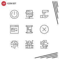 Pictogram Set of 9 Simple Outlines of php develop game coding cleaning Editable Vector Design Elements