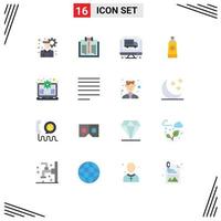 Modern Set of 16 Flat Colors and symbols such as support laptop computer gear sunblock Editable Pack of Creative Vector Design Elements