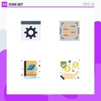 Set of 4 Modern UI Icons Symbols Signs for coding fiction programming drain science Editable Vector Design Elements