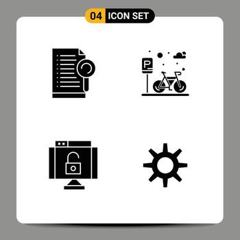 Stock Vector Icon Pack of Line Signs and Symbols for document lock server parking security Editable Vector Design Elements