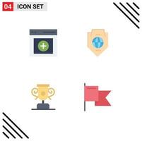 4 Universal Flat Icon Signs Symbols of communication education user protection training Editable Vector Design Elements