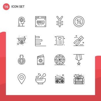 Modern Set of 16 Outlines and symbols such as web camera currency cam preferences Editable Vector Design Elements