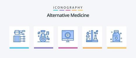 Alternative Medicine Blue 5 Icon Pack Including science. chemistry. medicine. recovery. hospital. Creative Icons Design vector