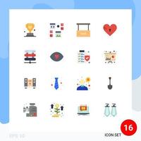 Modern Set of 16 Flat Colors Pictograph of like heart programming secure close salon Editable Pack of Creative Vector Design Elements