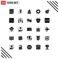 Mobile Interface Solid Glyph Set of 25 Pictograms of navigation interface woman basic sweets Editable Vector Design Elements