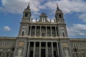 Madrid, Spain, the Cathedral of Saint Mary the Ryoal of La Almudena at sunset photo