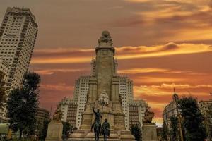 Madrid, Spain, Placa de Espana monument Miguel de Cervantes, 2022 photo