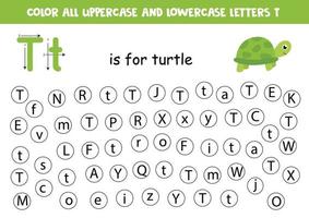 Dot all letters T. Educational worksheet for learning alphabet. vector