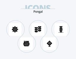 diseño de iconos del paquete de iconos de glifos pongal 5. planta. planta. festival. festival. engranaje vector