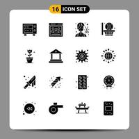 16 iconos creativos signos y símbolos modernos de cortador de decoración de plantas deporte red de baloncesto elementos de diseño vectorial editables vector