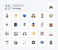 Technology 25 Flat Color icon pack including home networking. domestics. security. sharing. big vector