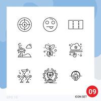 Outline Pack of 9 Universal Symbols of cloud growth layout dollar tree Editable Vector Design Elements