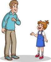 children and man standing talking.father and children talking vector