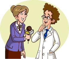 journalist and doctor interviewing cartoon vector illustration