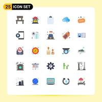 Pack of 25 Modern Flat Colors Signs and Symbols for Web Print Media such as link cloud home document paper Editable Vector Design Elements