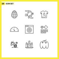 Editable Vector Line Pack of 9 Simple Outlines of internet speed football performance soccer Editable Vector Design Elements