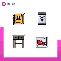 Set of 4 Modern UI Icons Symbols Signs for applicant table id wifi world Editable Vector Design Elements