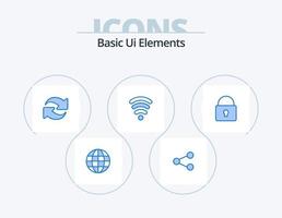 Basic Ui Elements Blue Icon Pack 5 Icon Design. locked. lock. refresh. signal. wifi vector