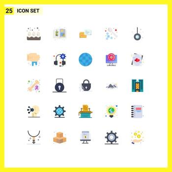 Paquete de 25 colores planos de interfaz de usuario de signos y símbolos modernos de movimiento de mensaje de péndulo manual bebida elementos de diseño vectorial editables vector