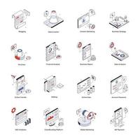 Set of Business Isometric Icons vector