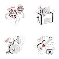 Set of Multimedia Flat Illustrations vector