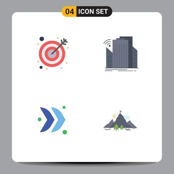 conjunto de 4 iconos planos vectoriales en cuadrícula para edificios de dirección de flecha elementos de diseño vectorial editables multimedia inteligentes vector