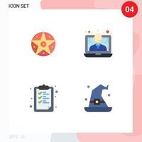 4 Flat Icon concept for Websites Mobile and Apps pentacle clipboard star support education Editable Vector Design Elements