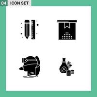 User Interface Pack of 4 Basic Solid Glyphs of creative human pencil event reality Editable Vector Design Elements