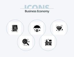 Economy Glyph Icon Pack 5 Icon Design. diamond. protection. banking. money. banking vector