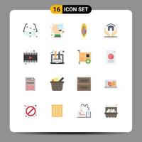 Modern Set of 16 Flat Colors and symbols such as film house opinion home surfing Editable Pack of Creative Vector Design Elements