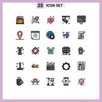 Set of 25 Modern UI Icons Symbols Signs for wallet delete heart spotlight electronic Editable Vector Design Elements