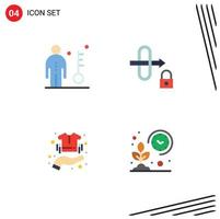 Mobile Interface Flat Icon Set of 4 Pictograms of employee hand key lock clothes Editable Vector Design Elements